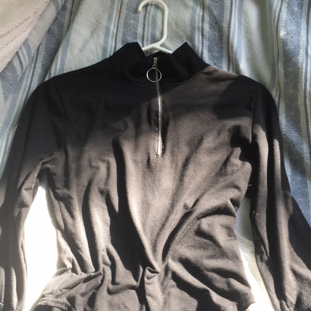 Turtle Neck O-Zipper Bodysuit